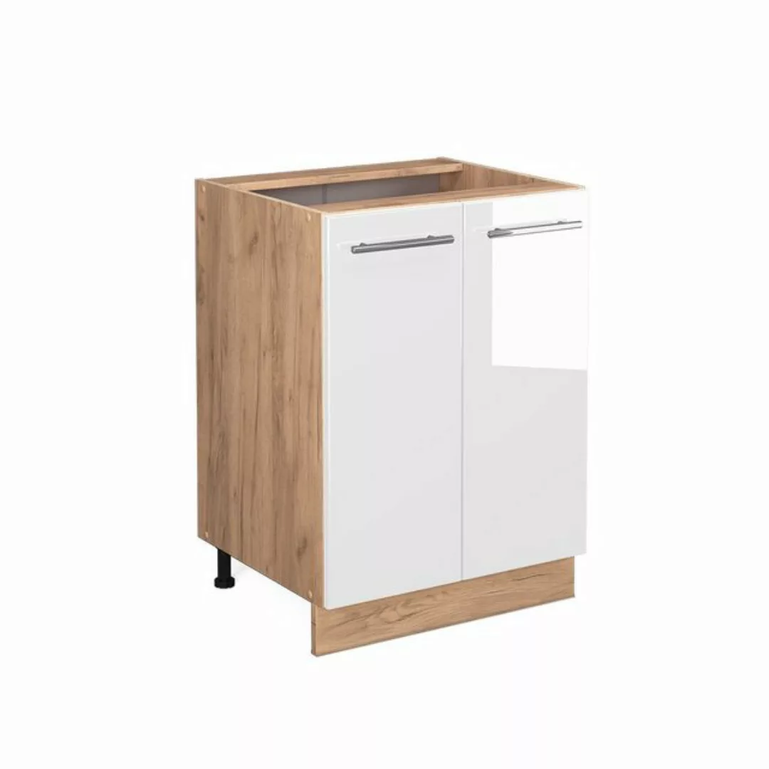 Vicco Unterschrank Fame-Line, Weiß Hochglanz/Goldkraft Eiche, 60 cm ohne Ar günstig online kaufen