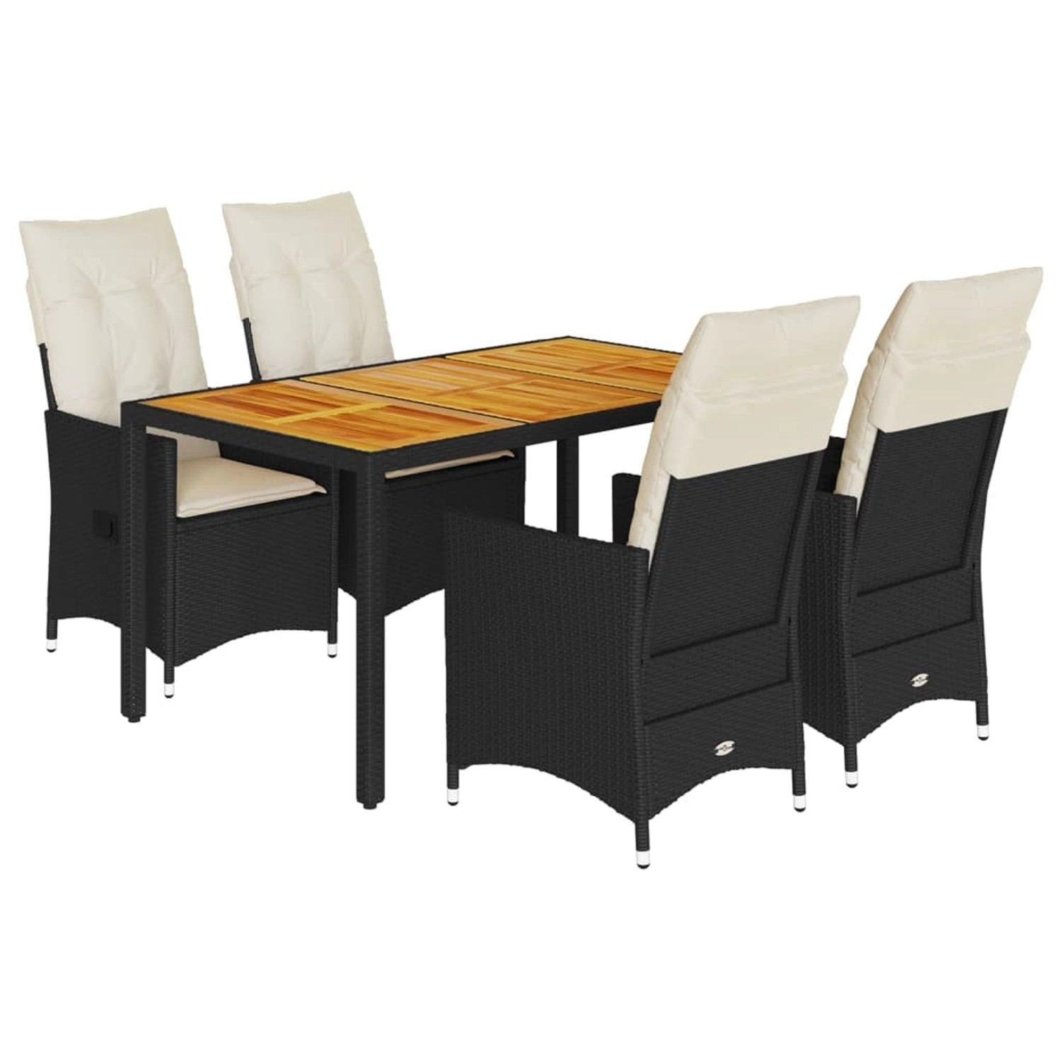 vidaXL 5-Tlg Garten-Essgruppe mit Kissen Schwarz Poly Rattan 3276682 günstig online kaufen
