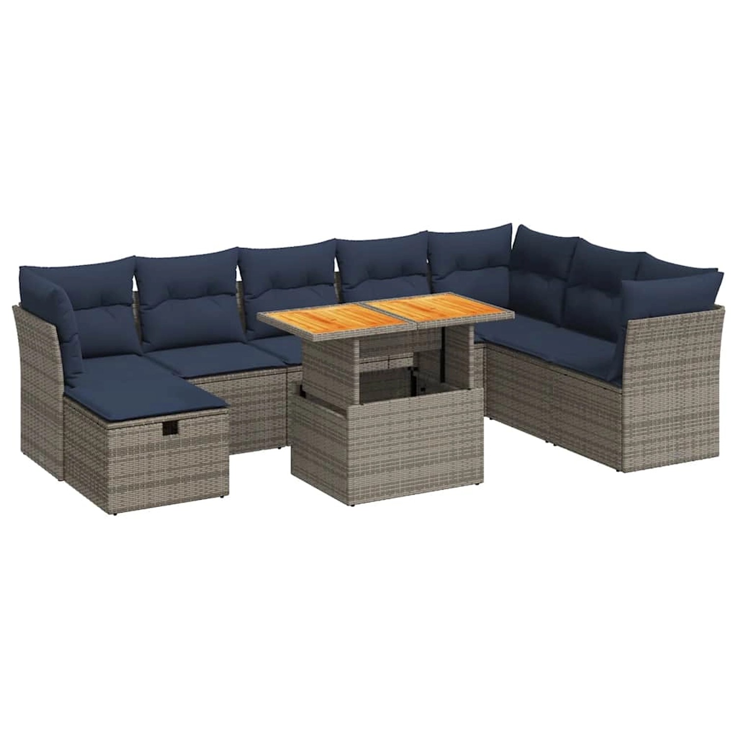 vidaXL 9-Tlg Garten-Sofagarnitur mit Kissen Braun Poly Rattan Akazie 332799 günstig online kaufen