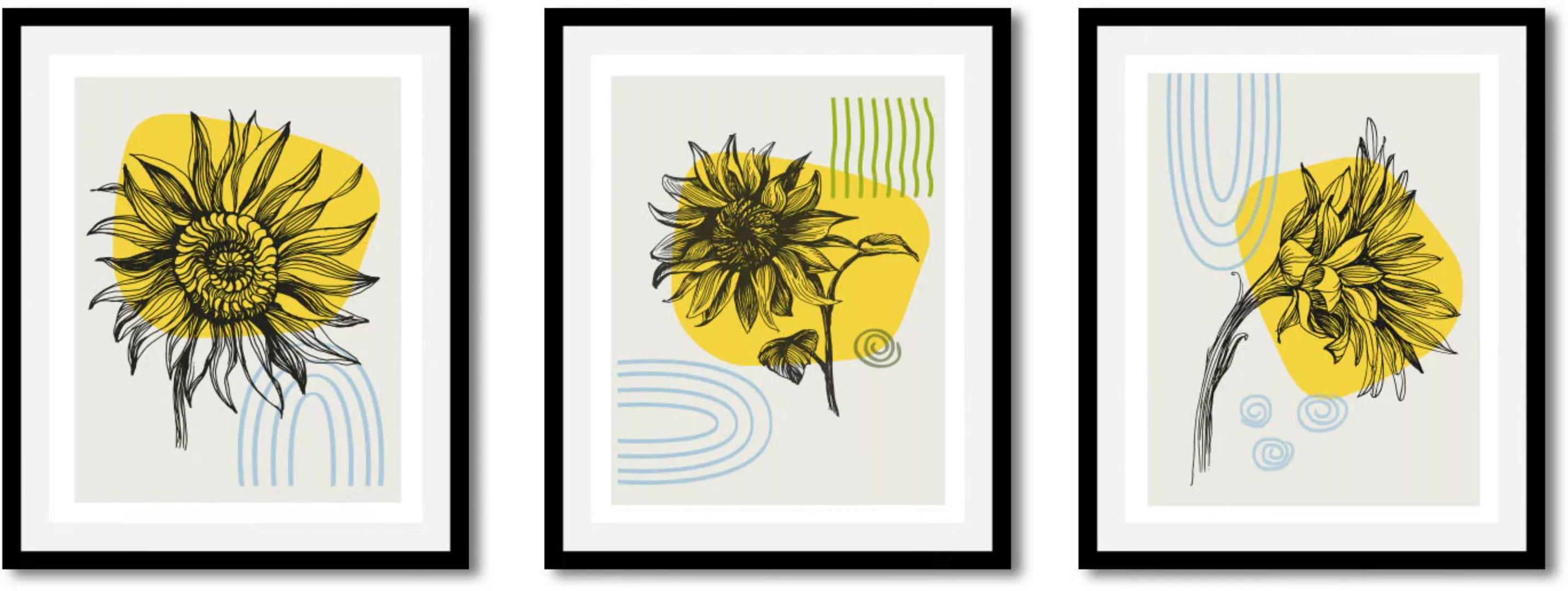 queence Bild "Set Sunflower", Blumen, (1 St.), gerahmt günstig online kaufen