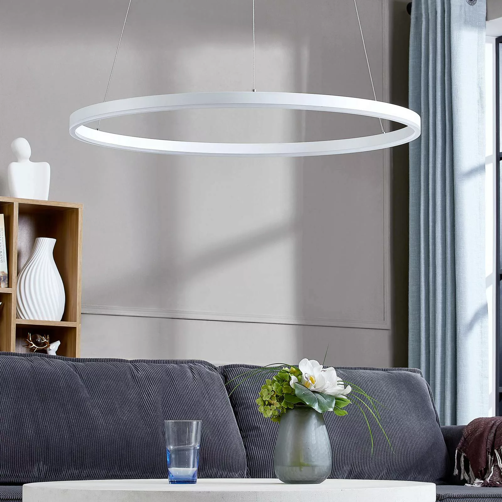 Arcchio LED-Hängeleuchte Albiona, weiß, 1 Ring, Ø 80 cm günstig online kaufen