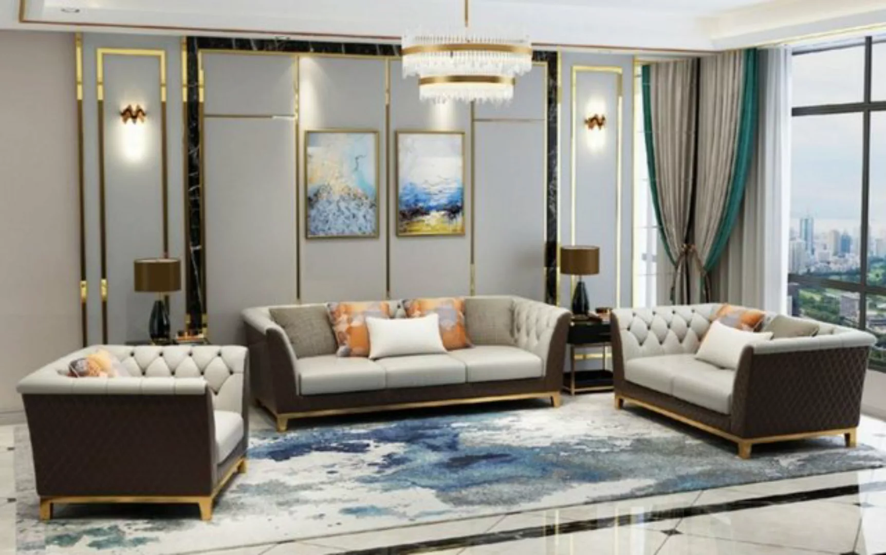 JVmoebel Sofa Moderne Couch Garnitur Sitz Polster Komplett Set 3+2+1 Sofas günstig online kaufen
