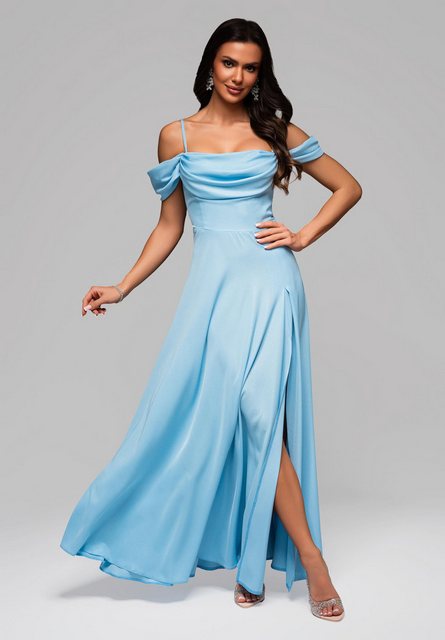 OMBRE Abendkleid Elegantes Off-Shoulder Abendkleid in Hellblau günstig online kaufen