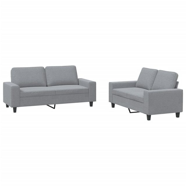 vidaXL Sofa Sofagarnitur Set mit Kissen Stoff, 2-tlg., Hellgrau günstig online kaufen