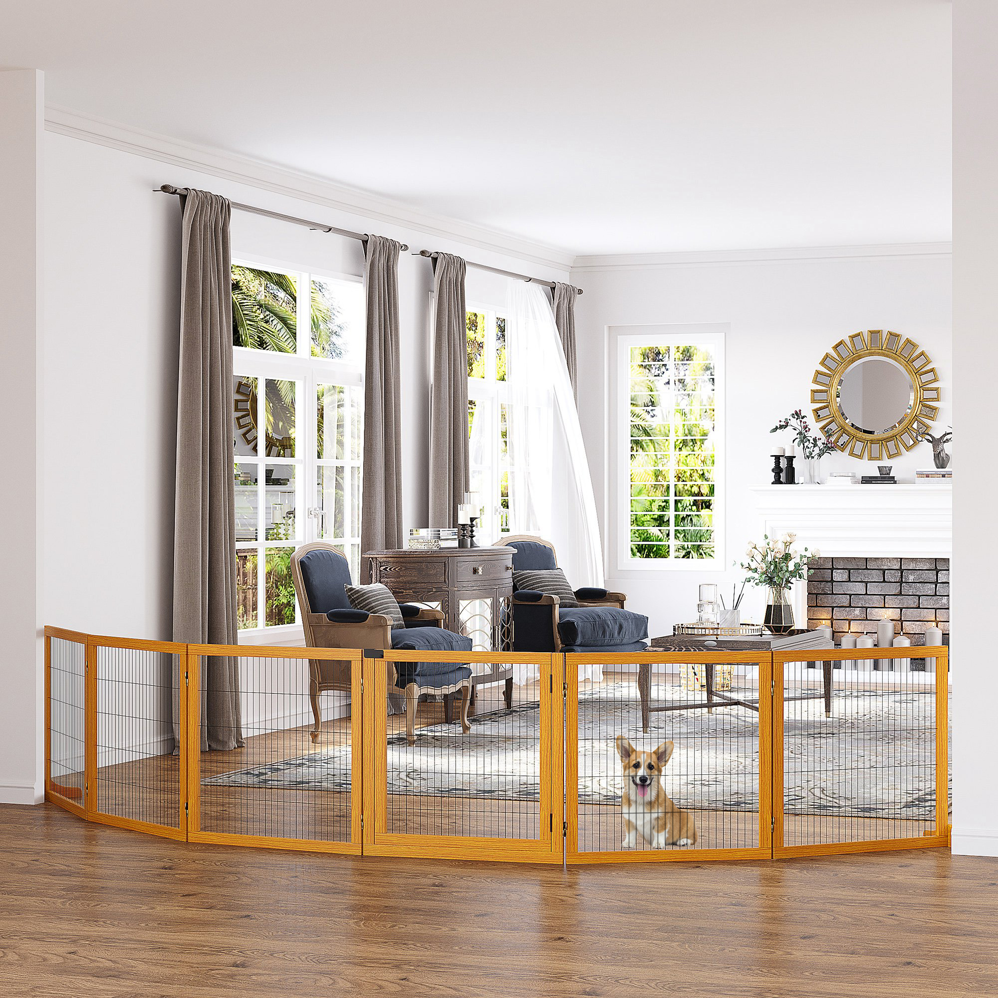 PawHut Absperrgitter Hund Verstellbares Schutzgitter mit Füßen 432 x 70 cm günstig online kaufen