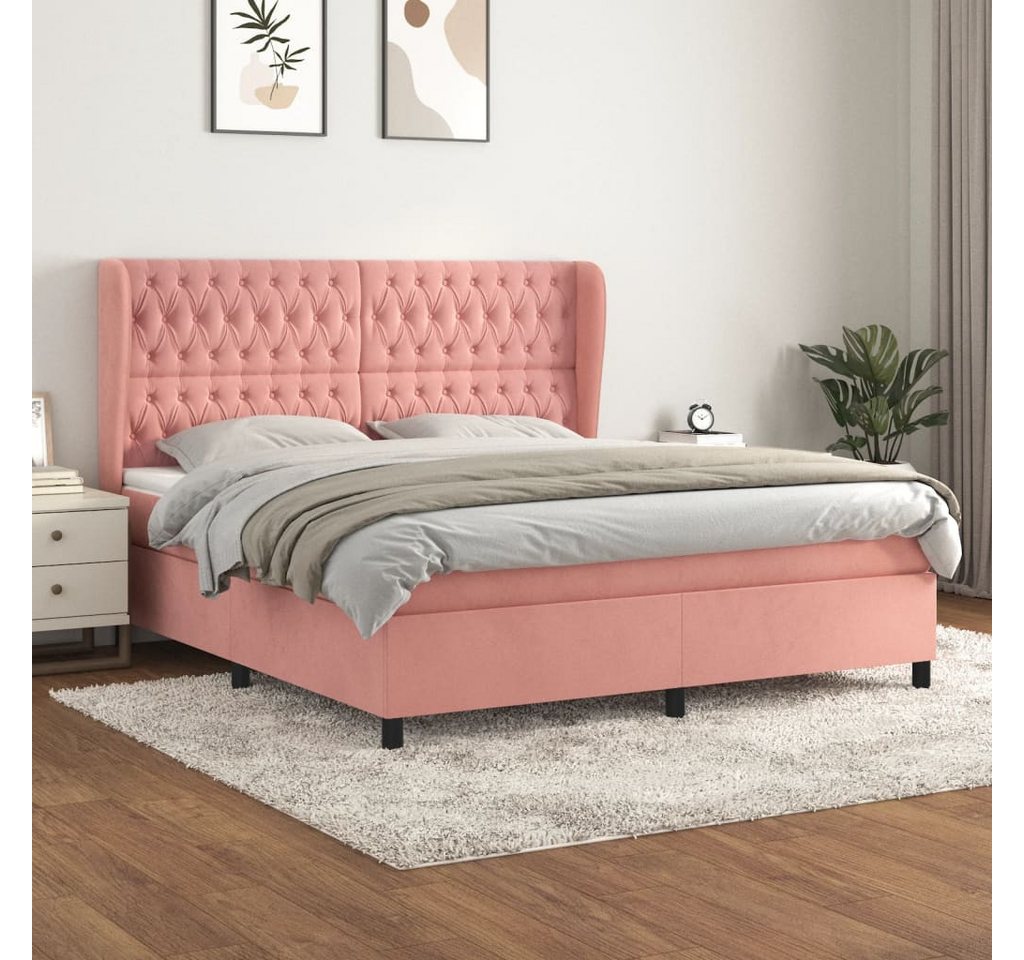 vidaXL Boxspringbett Boxspringbett mit Matratze Rosa 160x200 cm Samt Bett B günstig online kaufen