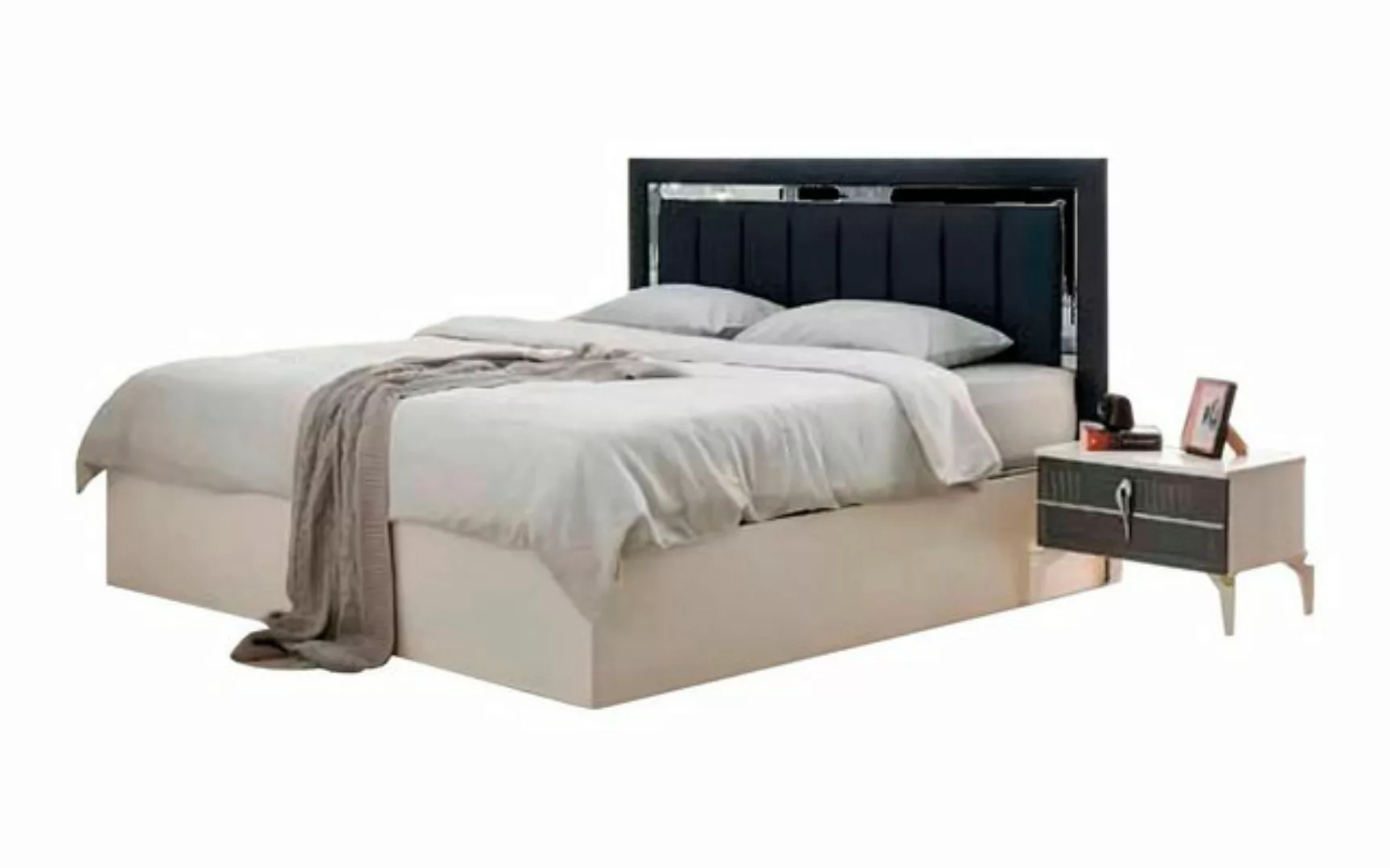 JVmoebel Bett Modern Design Grau Weiß Bett Schlafzimmer Zweifarbig Doppelbe günstig online kaufen