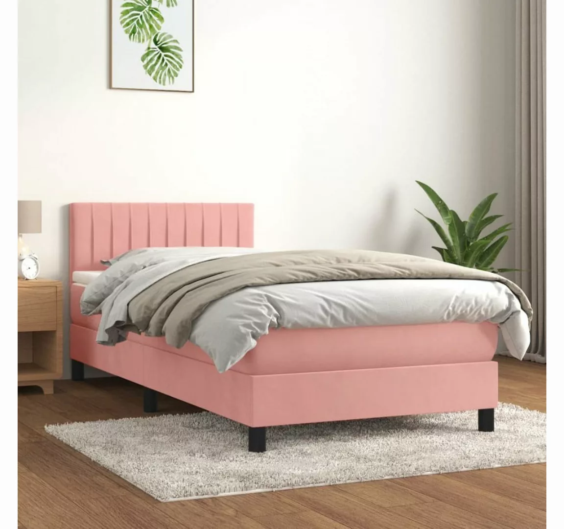 vidaXL Boxspringbett Bett Boxspringbett mit Matratze Samt (100x 200 cm, Ros günstig online kaufen