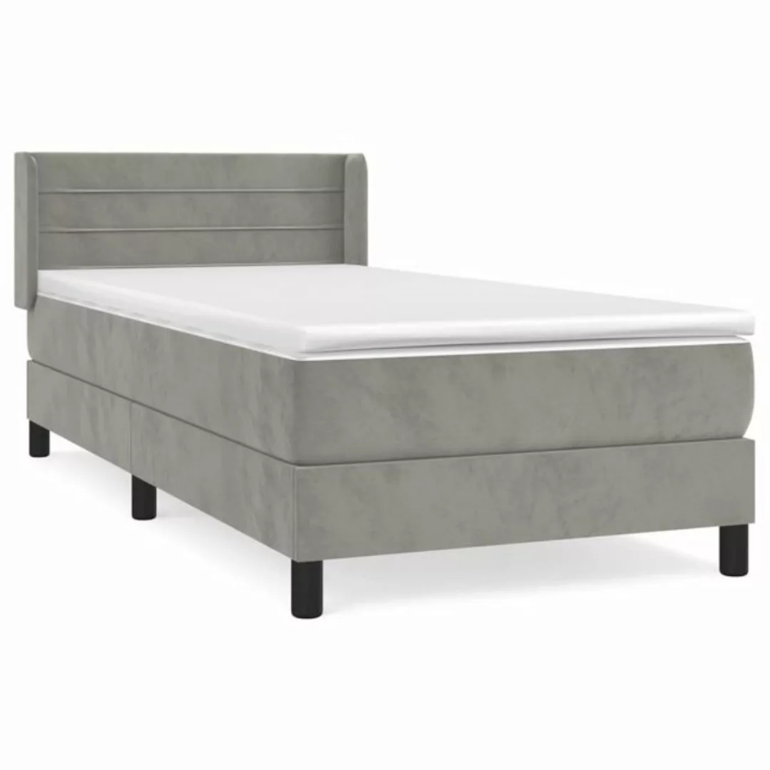 vidaXL Boxspringbett Boxspringbett mit Matratze Hellgrau 90x200 cm Samt Bet günstig online kaufen