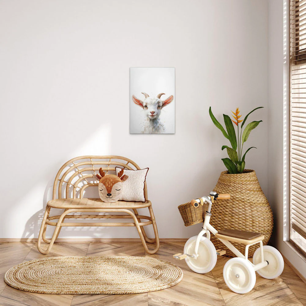 A.S. Création Leinwandbild "Baby Billy Goat - Wandbild Weiß Beige Keilrahme günstig online kaufen