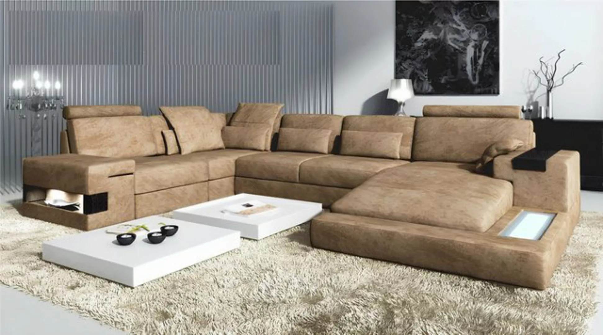 JVmoebel Ecksofa Ecksofa U-form Sofa Polstersofa Couch Sofas Couchen Ecksof günstig online kaufen