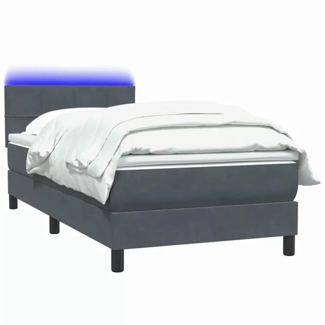 vidaXL Bett Boxspringbett mit Matratze Dunkelgrau 100x210 cm Samt günstig online kaufen