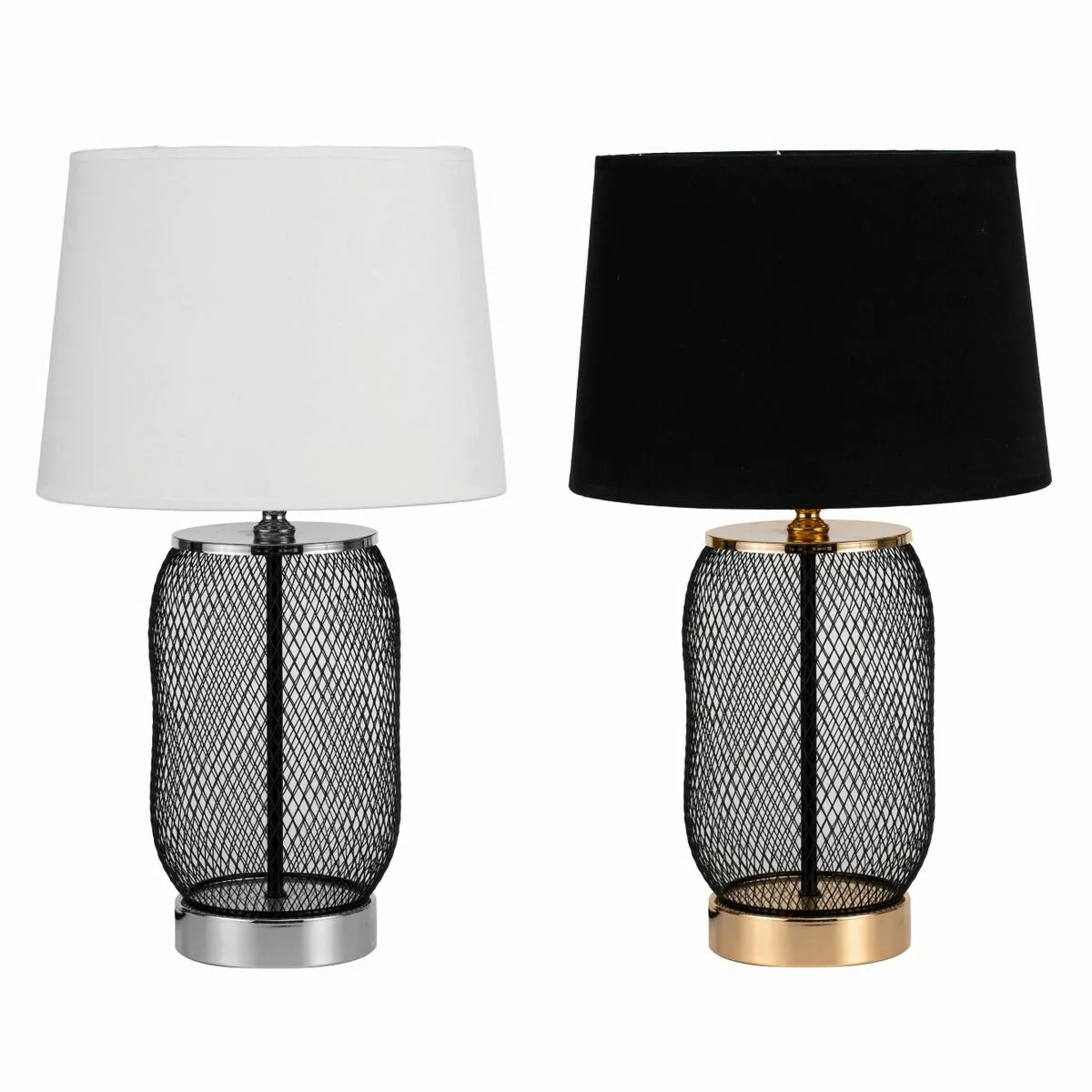 Tischlampe Dkd Home Decor Silberfarben Schwarz Metall Stoff Polyester Weiß günstig online kaufen