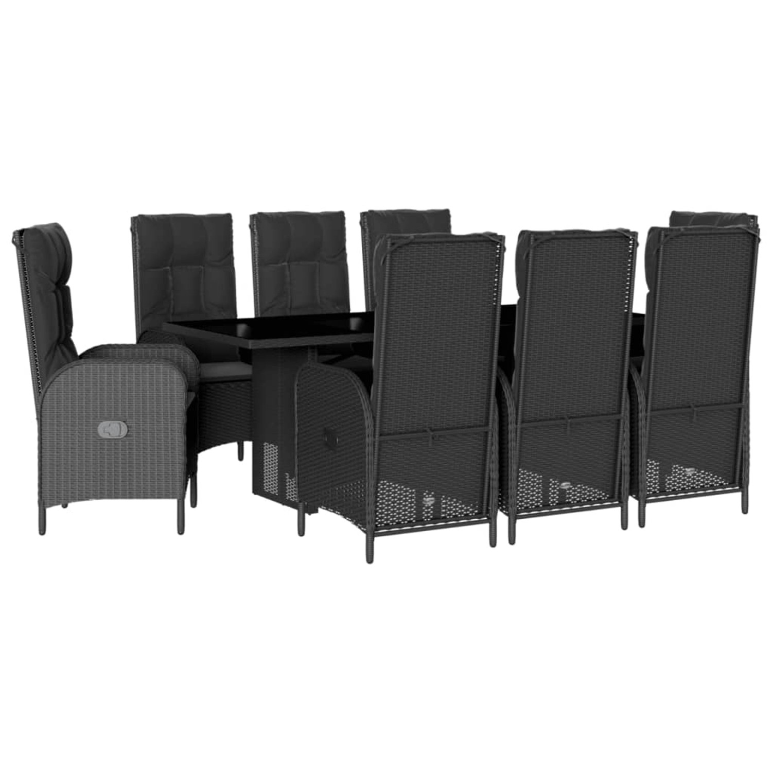 vidaXL 9-Tlg Garten-Essgruppe mit Kissen Schwarz Poly Rattan 3213525 günstig online kaufen