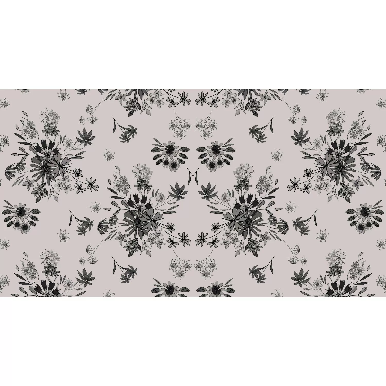 Fototapete Blumen Schwarz Weiß  5,00 m x 2,70 m FSC® günstig online kaufen