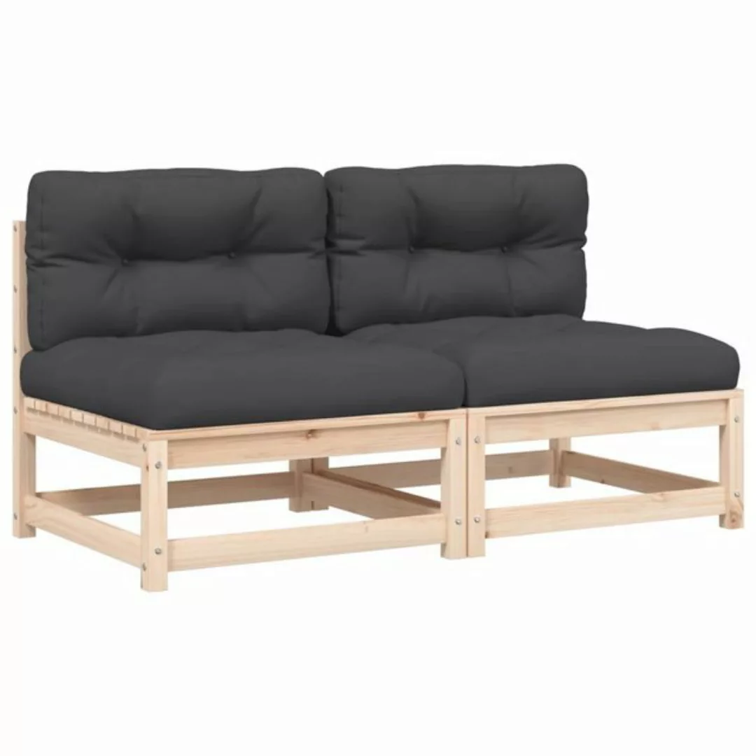 vidaXL Loungesofa Gartensofas ohne Armlehnen mit Kissen 2 Stk. Massivholz K günstig online kaufen