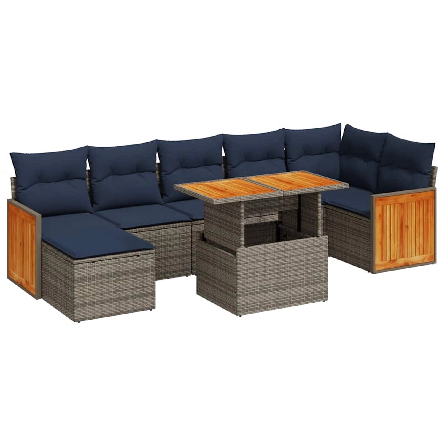 vidaXL 8-Tlg Garten-Sofagarnitur mit Kissen Braun Poly Rattan Akazie 332774 günstig online kaufen