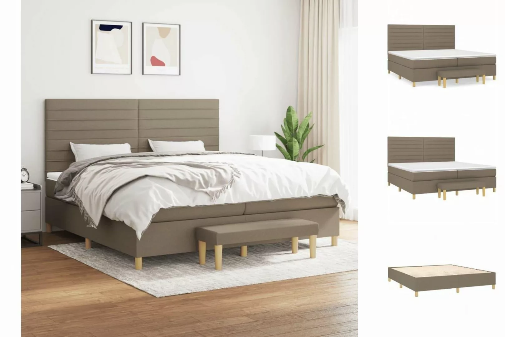 vidaXL Boxspringbett Boxspringbett mit Matratze Taupe 200x200 cm Stoff Bett günstig online kaufen