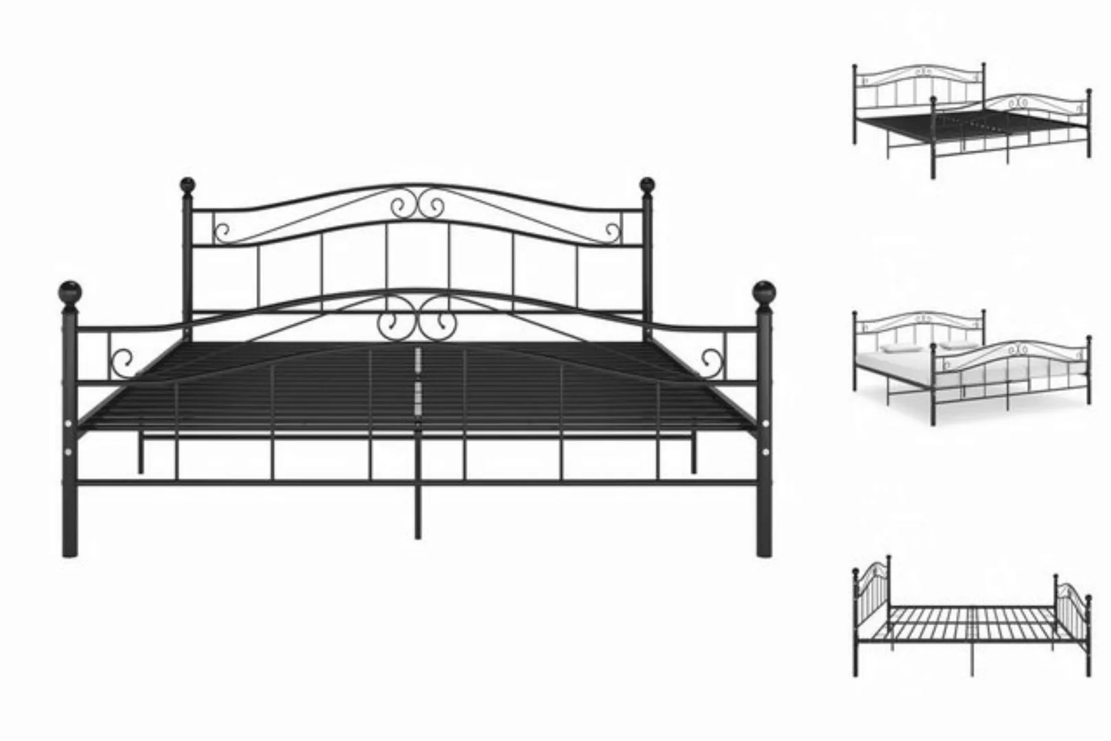 vidaXL Bettgestell Bett Schwarz Metall 140x200 cm Bett Bettrahmen Bettgeste günstig online kaufen