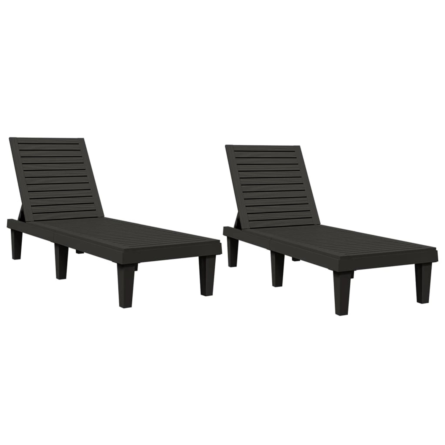 vidaXL Sonnenliegen 2 Stk. Schwarz 155x58x83 cm Polypropylen günstig online kaufen