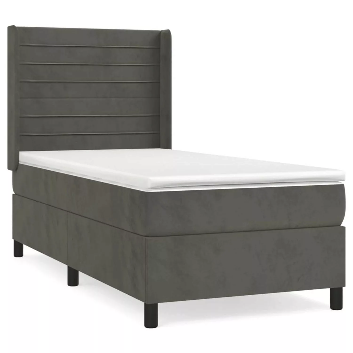 vidaXL Boxspringbett mit Matratze Dunkelgrau 90x200 cm Samt1537439 günstig online kaufen