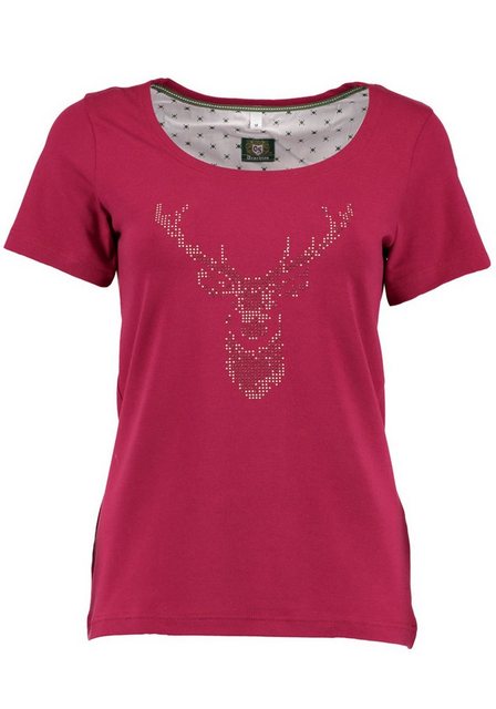 OS-Trachten Trachtenshirt Uginoy Kurzarm T-Shirt mit Strass-Hirsch auf der günstig online kaufen