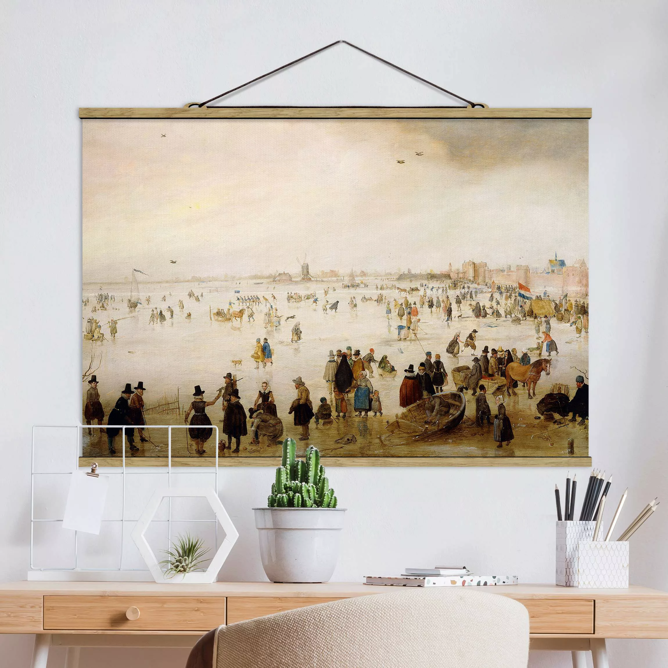 Stoffbild Kunstdruck mit Posterleisten - Querformat Hendrick Avercamp - Der günstig online kaufen