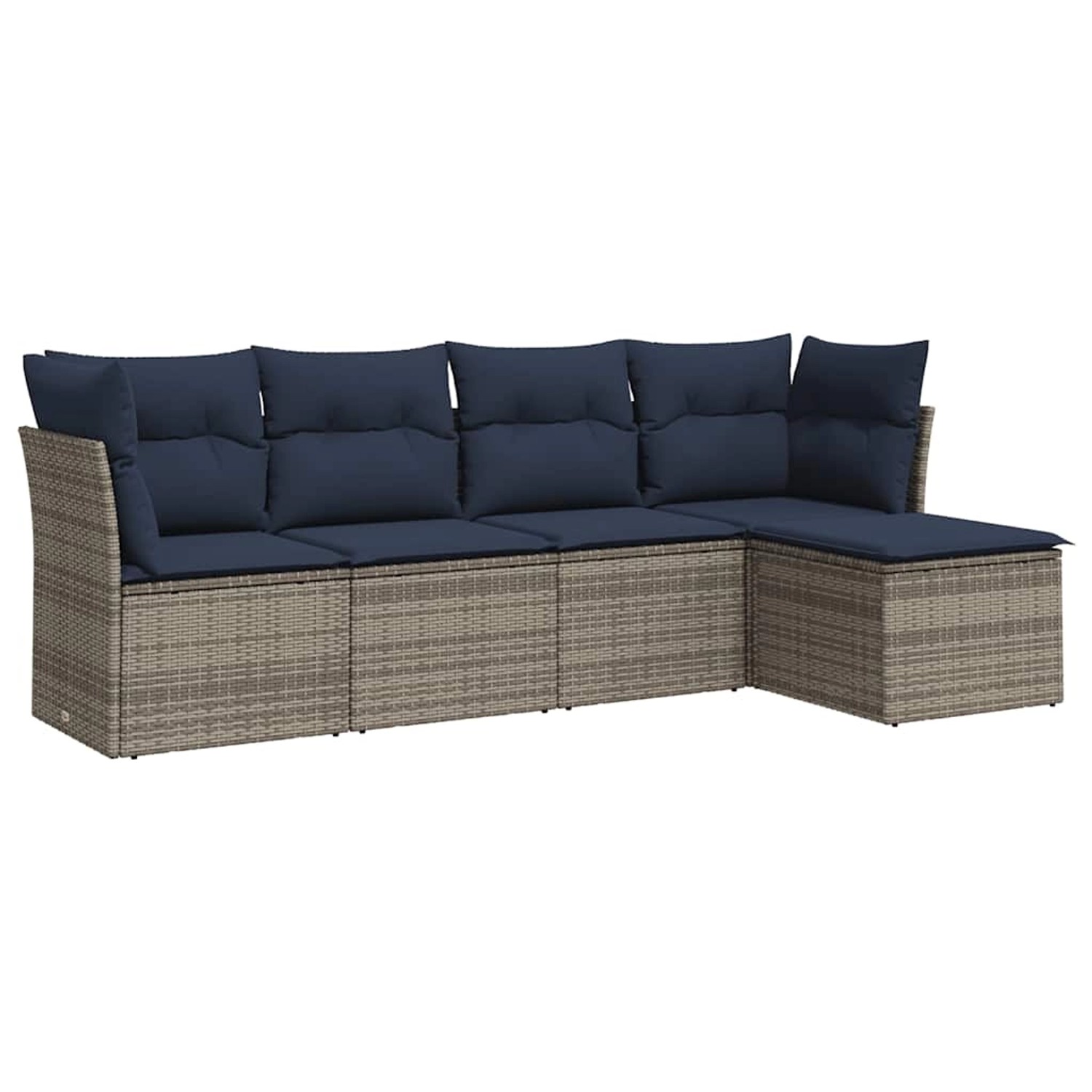 vidaXL 5-Tlg Garten-Sofagarnitur mit Kissen Grau Poly Rattan 3217561 günstig online kaufen
