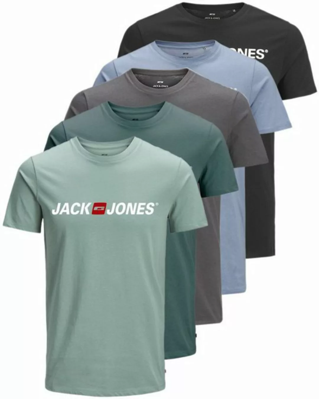 Jack & Jones Print-Shirt Bedrucktes T-Shirt aus Baumwolle (5er-Pack) bequem günstig online kaufen