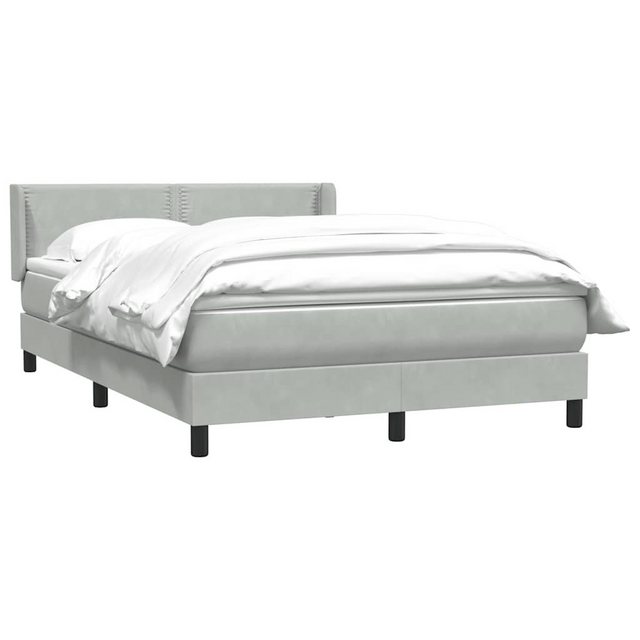 vidaXL Bett Boxspringbett mit Matratze Hellgrau 160x210 cm Samt günstig online kaufen