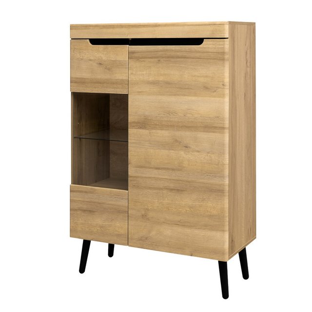 KLAM HOME Vitrine Kommode Moderner Wohnzimmerschrank mit Glastüren und Schu günstig online kaufen