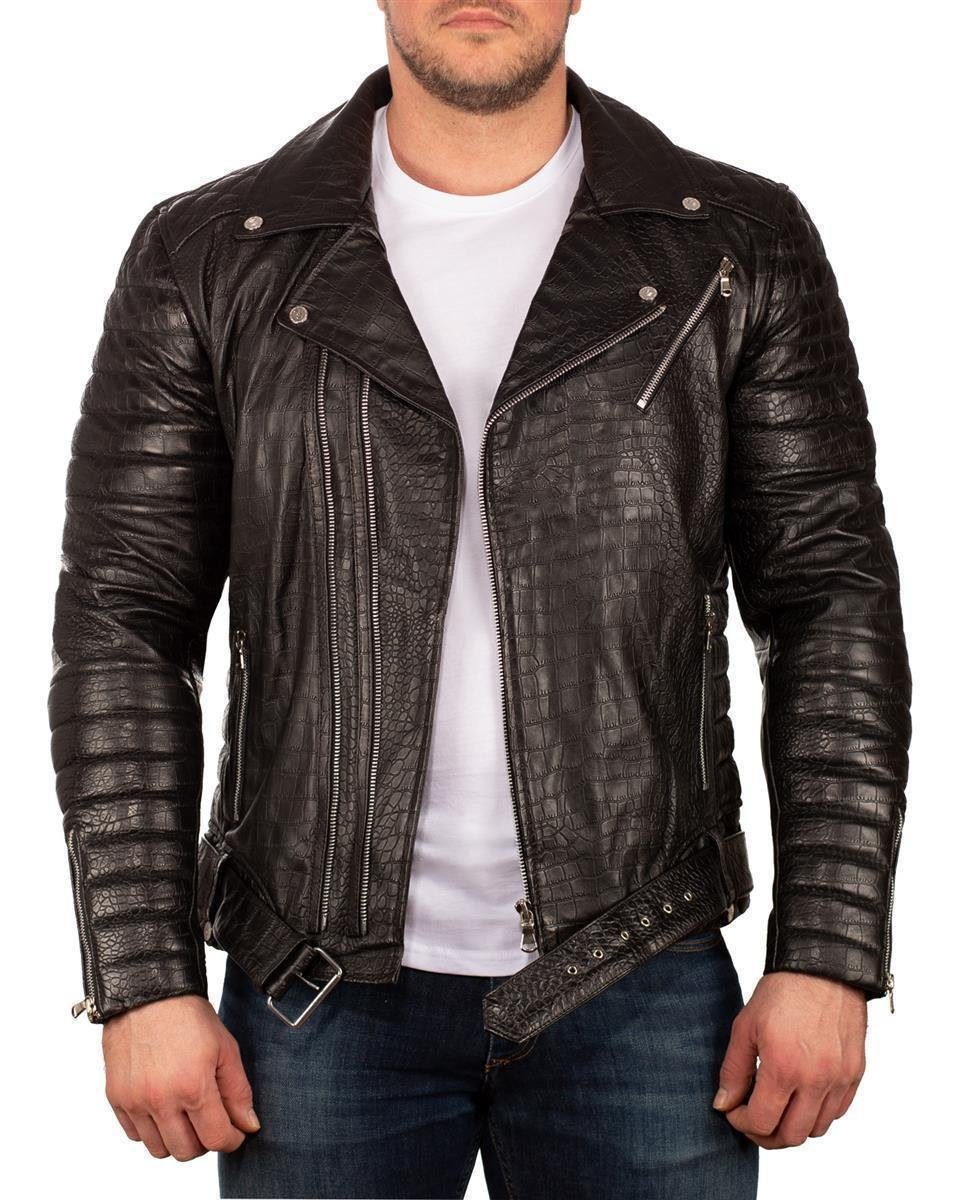 Reichstadt Lederjacke Herren Regular Fit Bikerjacke günstig online kaufen