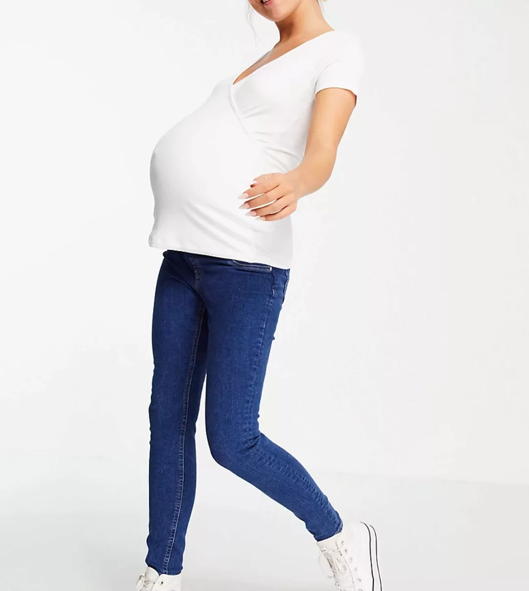 ASOS DESIGN Maternity – Ridley – Eng geschnittene Jeans in mittlerer Waschu günstig online kaufen