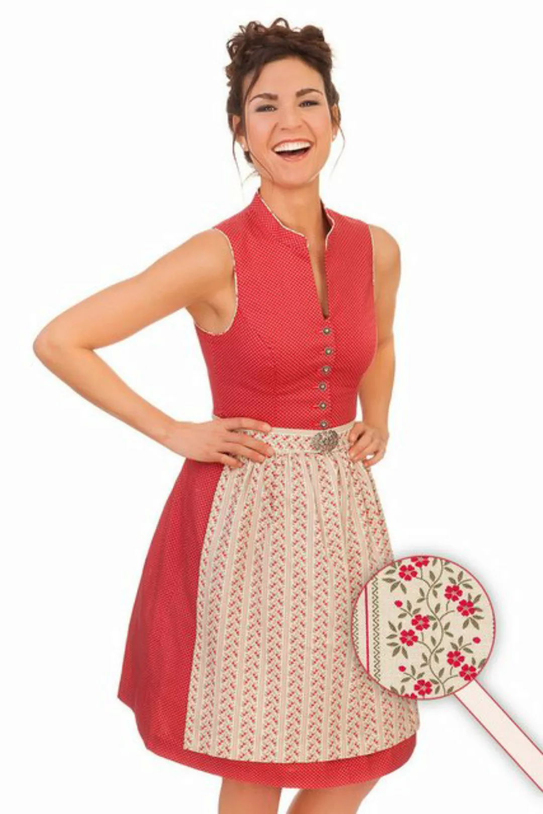 Alpenwahnsinn Dirndl Retro Dirndl 2tlg. - ROSENROT - rot günstig online kaufen