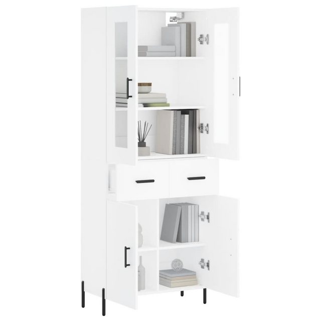 vidaXL Vitrine Highboard Weiß 69,5x34x180 cm Spanplatte Glas Vitrine günstig online kaufen