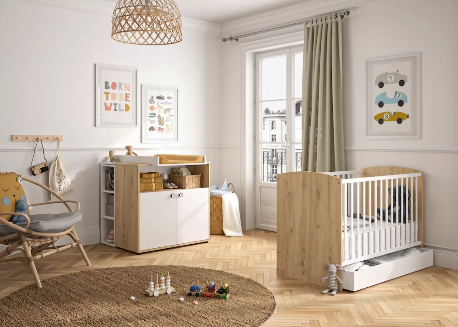 Galipette Babymöbel-Set "Arthur", (5 St., mit Bett und Bettschublade, Wicke günstig online kaufen