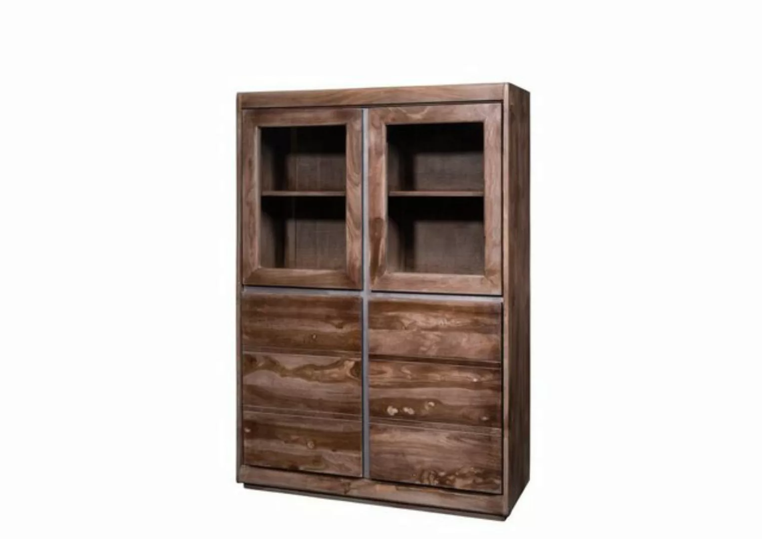 Massivmoebel24 Standvitrine (Vitrine Sheesham 102x40x147 smoked oak lackier günstig online kaufen