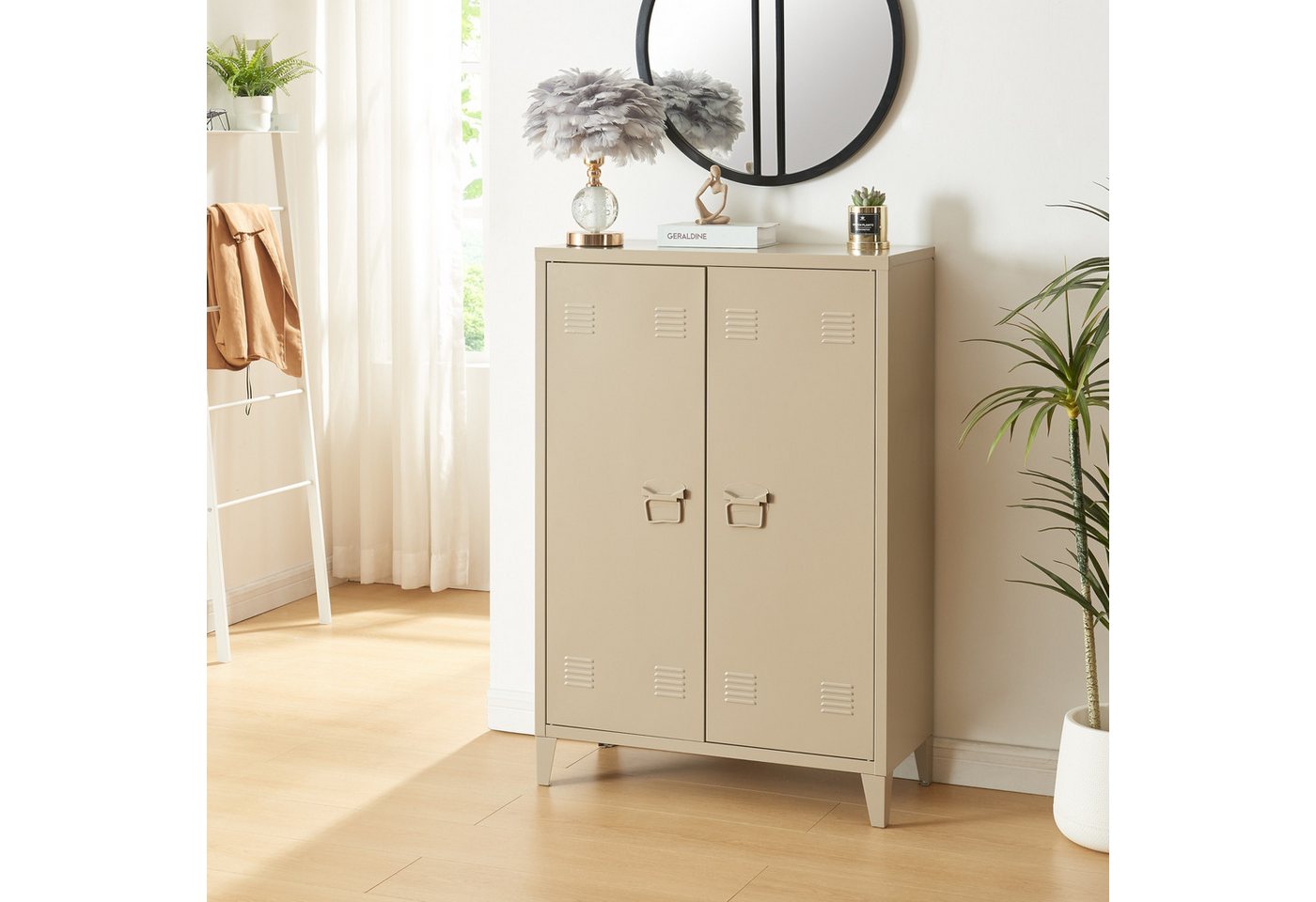 en.casa Aktenschrank »Oripää« mit 2 Türen Stahl 110x75x33 cm Kamelfarben günstig online kaufen