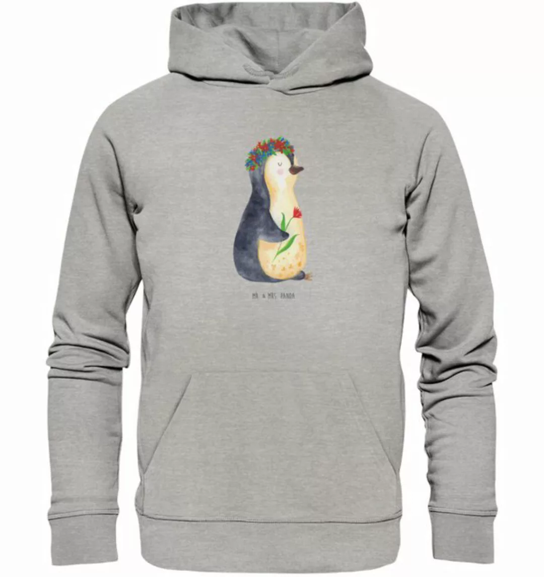 Mr. & Mrs. Panda Hoodie Pinguin Blumen Größe XS - Heather Grey - Geschenk, günstig online kaufen