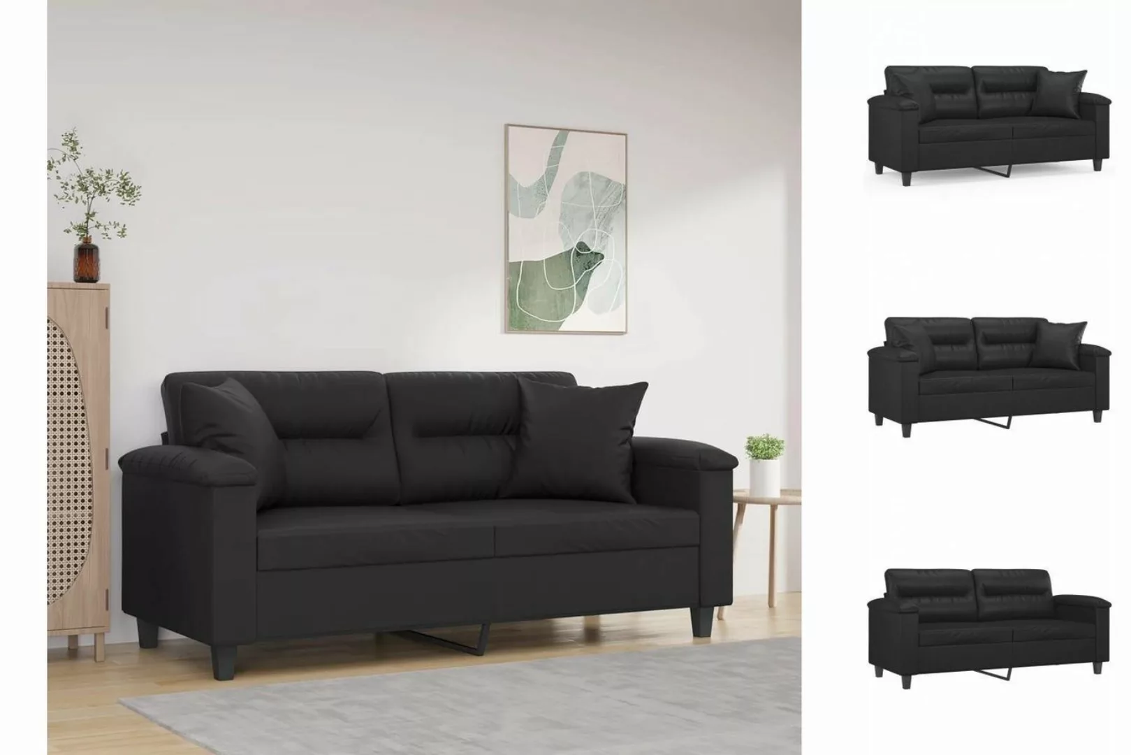 vidaXL Sofa 2-Sitzer-Sofa mit Zierkissen Schwarz 140 cm Kunstleder günstig online kaufen