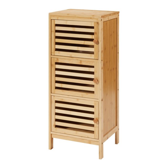 en.casa Beistellschrank »Ypäjä« mit 3 Türen 82 x 33 x 27 cm Bambus günstig online kaufen