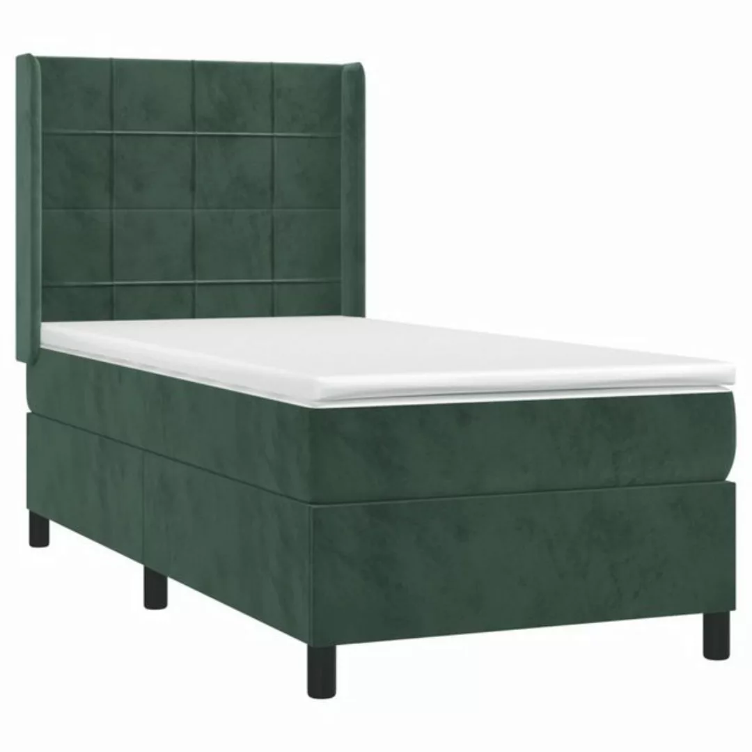 vidaXL Bett Boxspringbett mit Matratze Dunkelgrün 90x200 cm Samt günstig online kaufen