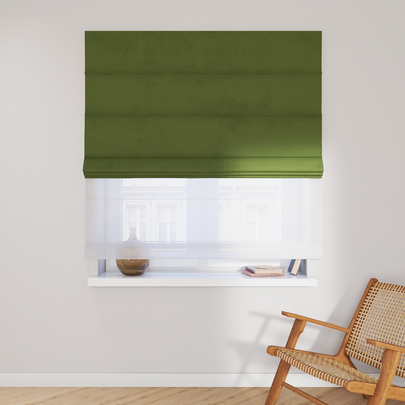 Dekoria Doppelraffrollo Duo, waldgrün, 50 x 60 cm günstig online kaufen
