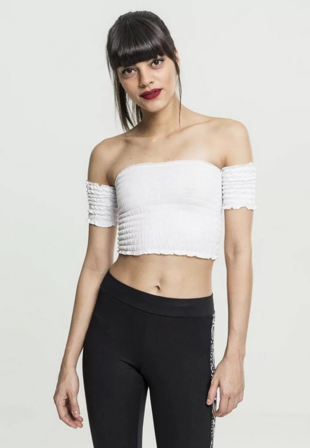 URBAN CLASSICS Muskelshirt Urban Classics Damen Ladies Cropped Cold Shoulde günstig online kaufen