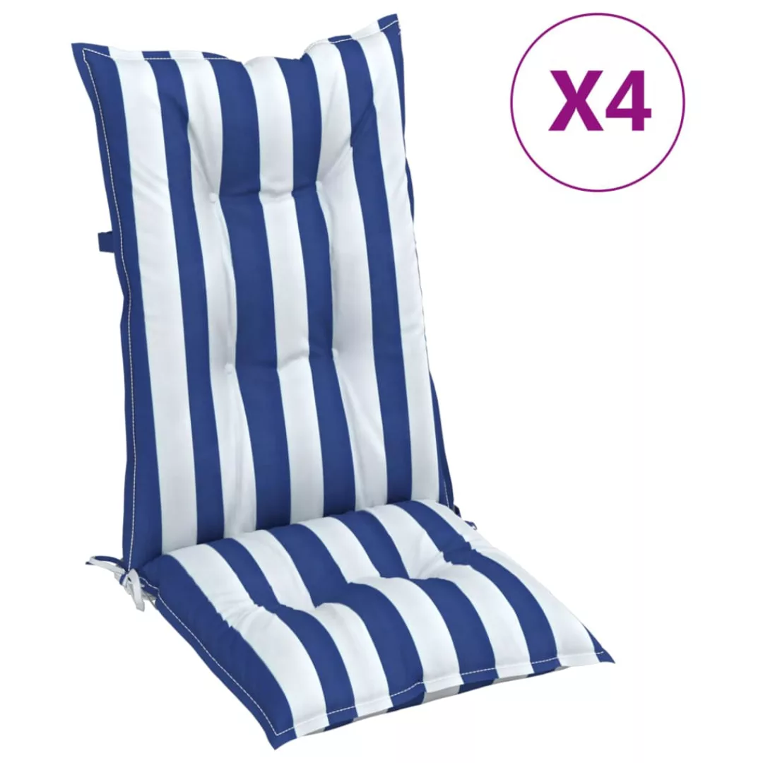 Vidaxl Stuhlauflagen 4 Stk. Blau & Weiß Gestreift 120x50x7 Cm Stoff günstig online kaufen