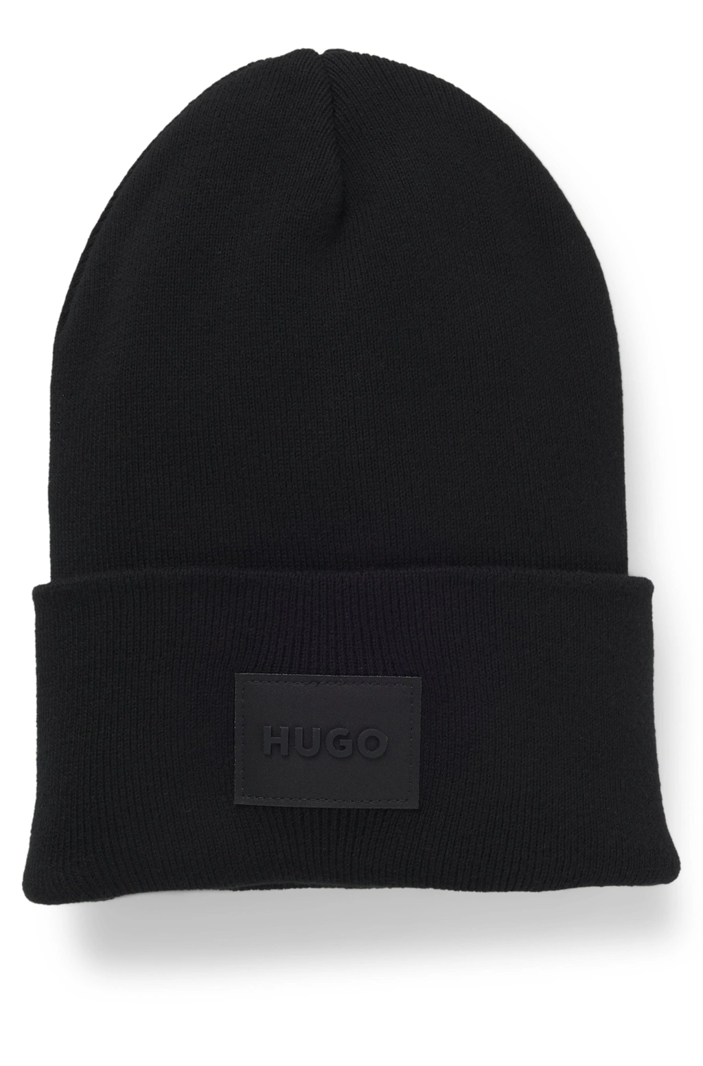 HUGO Strickmütze "Xevon", mit Label-Aufnäher, Baumwolle günstig online kaufen