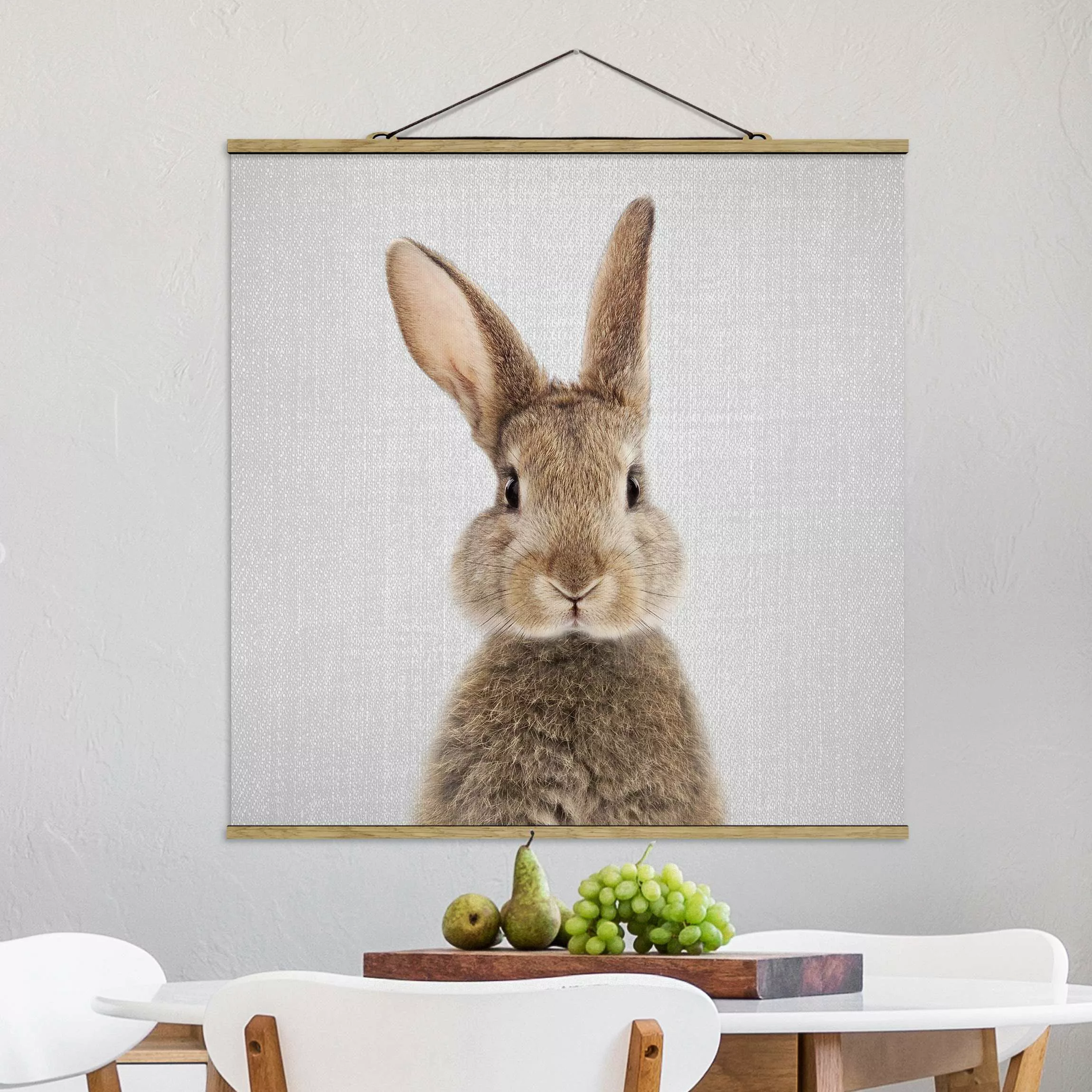 Stoffbild mit Posterleisten Hase Hilbert günstig online kaufen