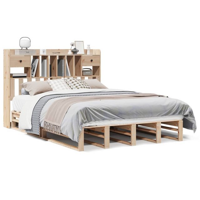 vidaXL Bett, Massivholzbett mit Regal ohne Matratze 150x200 cm Kiefernholz günstig online kaufen