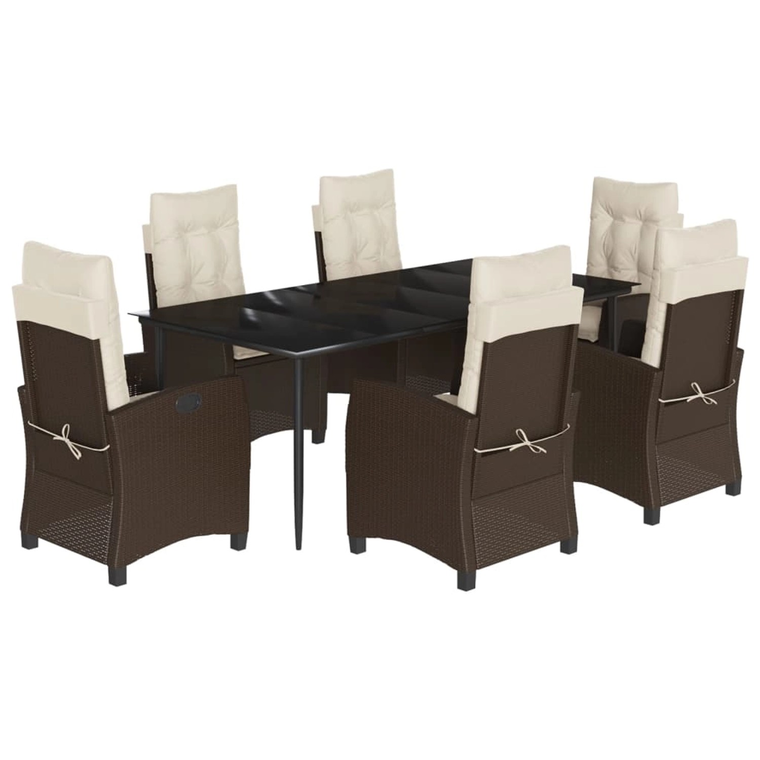 vidaXL 7-Tlg Garten-Essgruppe mit Kissen Braun Poly Rattan 3212769 günstig online kaufen