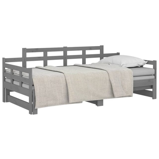 vidaXL Bett Tagesbett Ausziehbar Grau Massivholz Kiefer 2x(80x200) cm günstig online kaufen